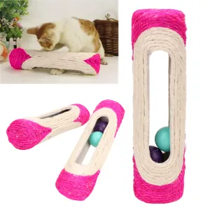 Cat Kitten Kitty Toy Rolling Sisal Scratching Post Trapped Ball Training
