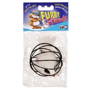 Catit Furry Friends Cat Toy - Wire Ball with Fur Mouse