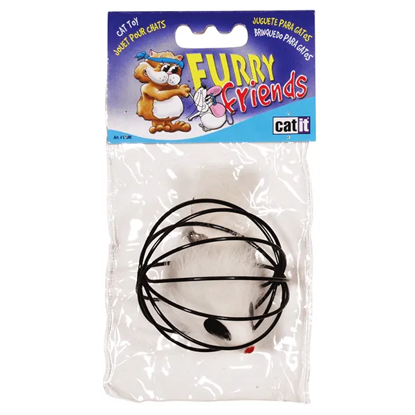 Catit Furry Friends Cat Toy - Wire Ball with Fur Mouse