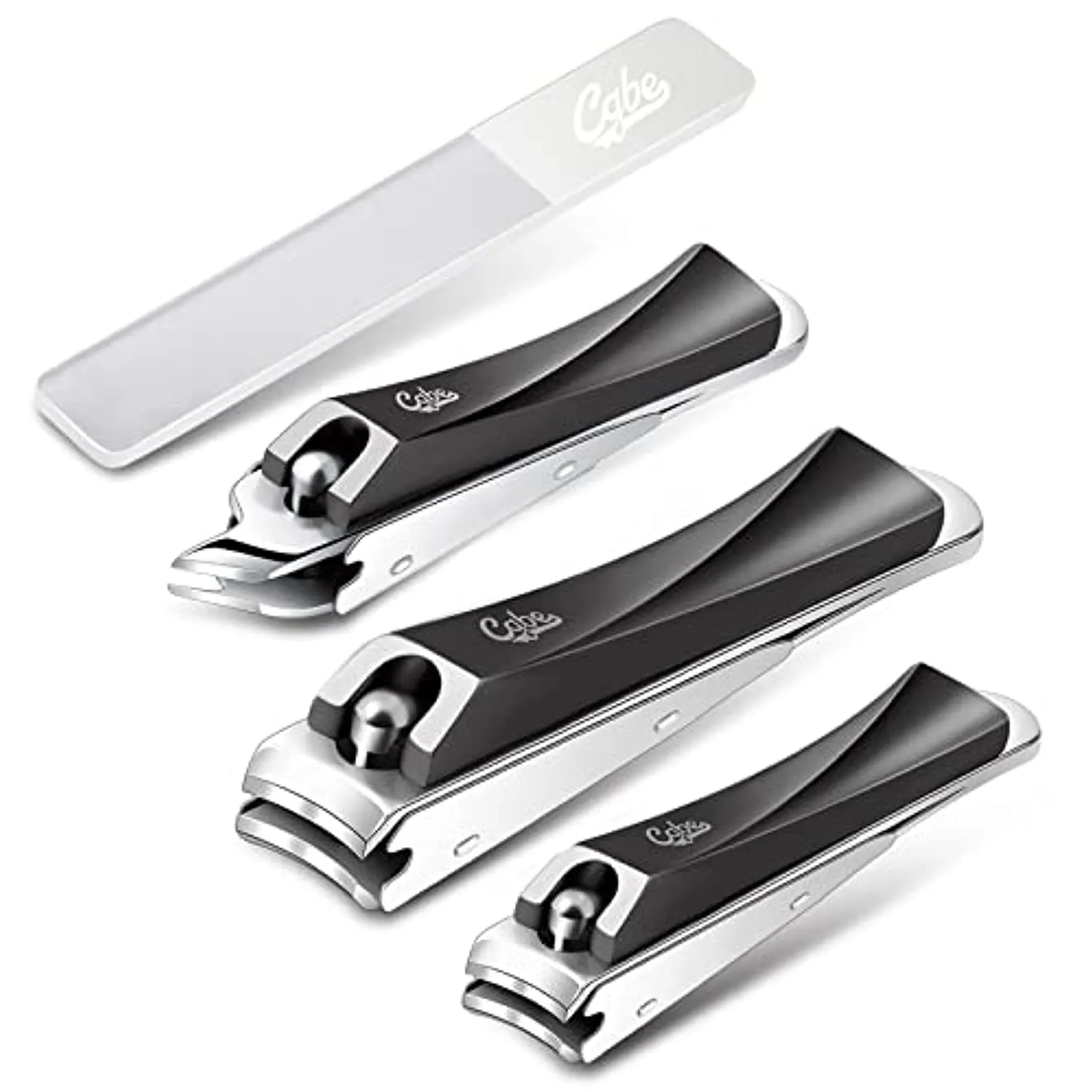 CGBE Nail Clippers Set, Ultra Sharp Fingernail and Toenail Clipper, Stainless Steel 4 pcs Nail Clippers Kit with Catcher for Men and Women