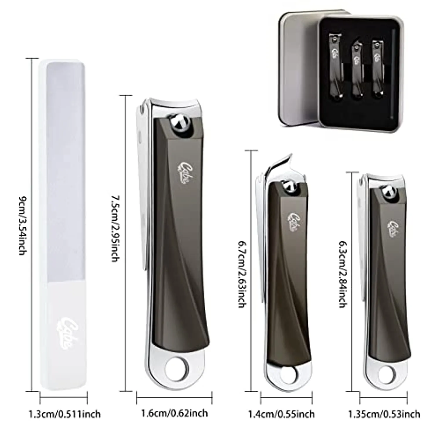 CGBE Nail Clippers Set, Ultra Sharp Fingernail and Toenail Clipper, Stainless Steel 4 pcs Nail Clippers Kit with Catcher for Men and Women