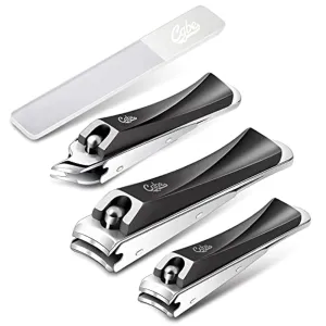 CGBE Nail Clippers Set, Ultra Sharp Fingernail and Toenail Clipper, Stainless Steel 4 pcs Nail Clippers Kit with Catcher for Men and Women
