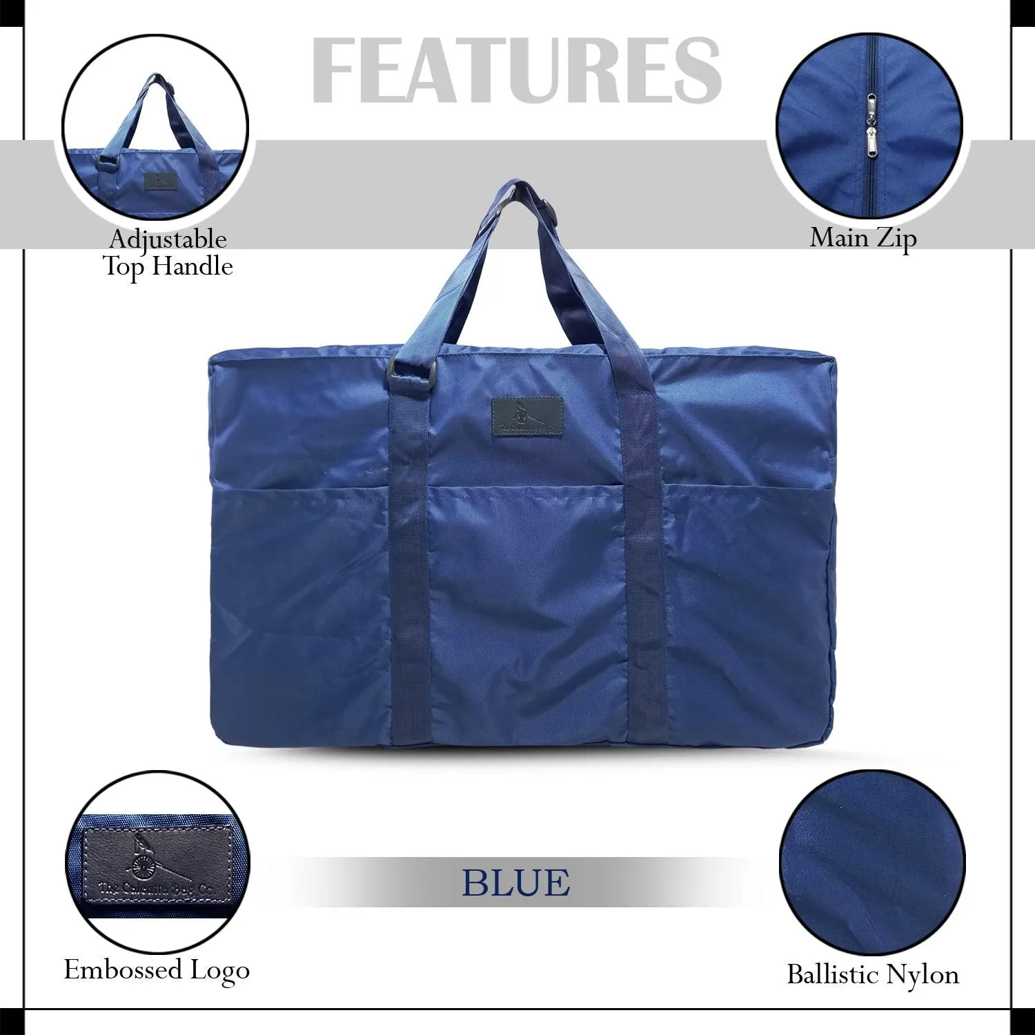 Deeya Ballistic Nylon Large Size Unisex Foldable Travel Duffle Bag with Small Cover Bag (Blue)