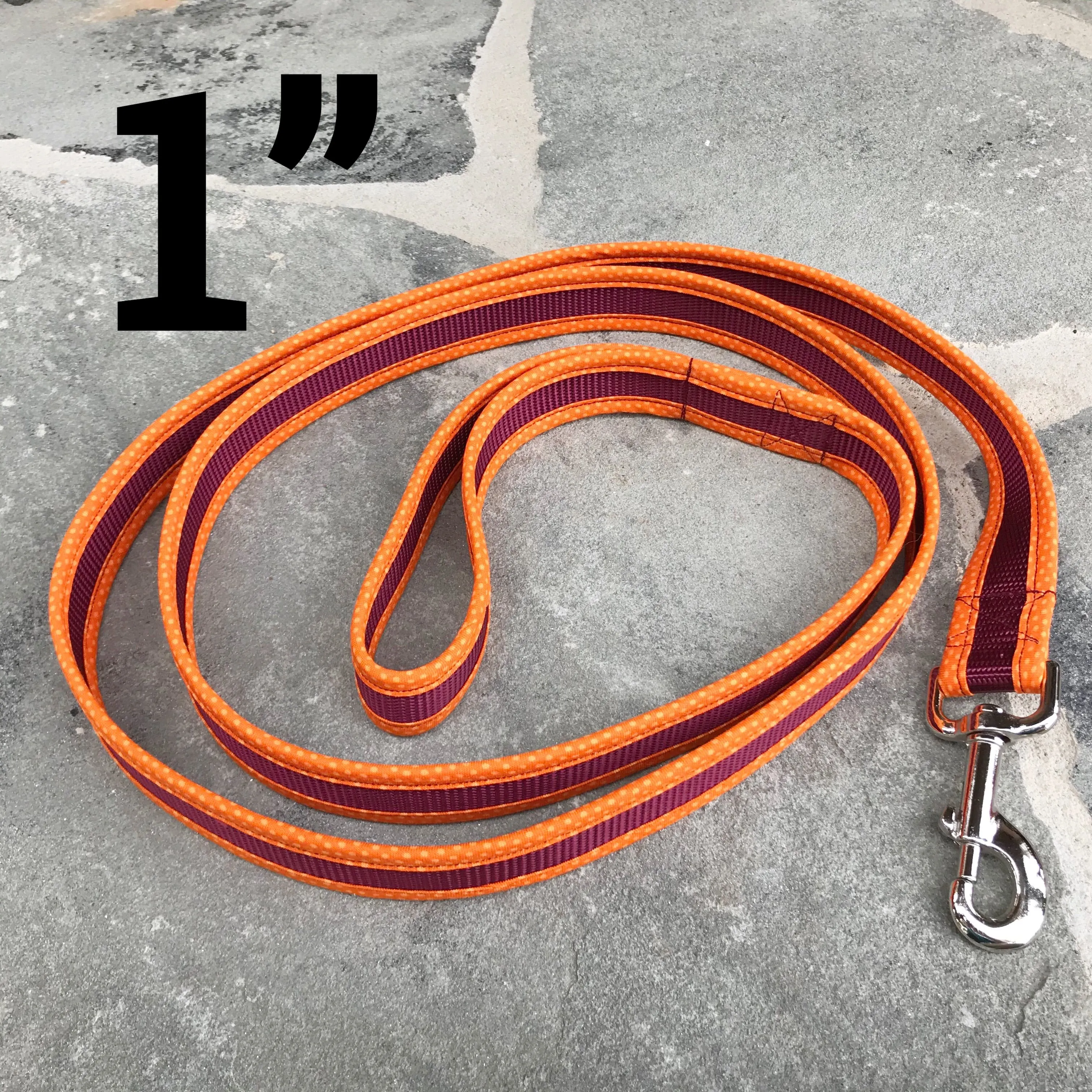 Dog Leash Orange&Burgandy