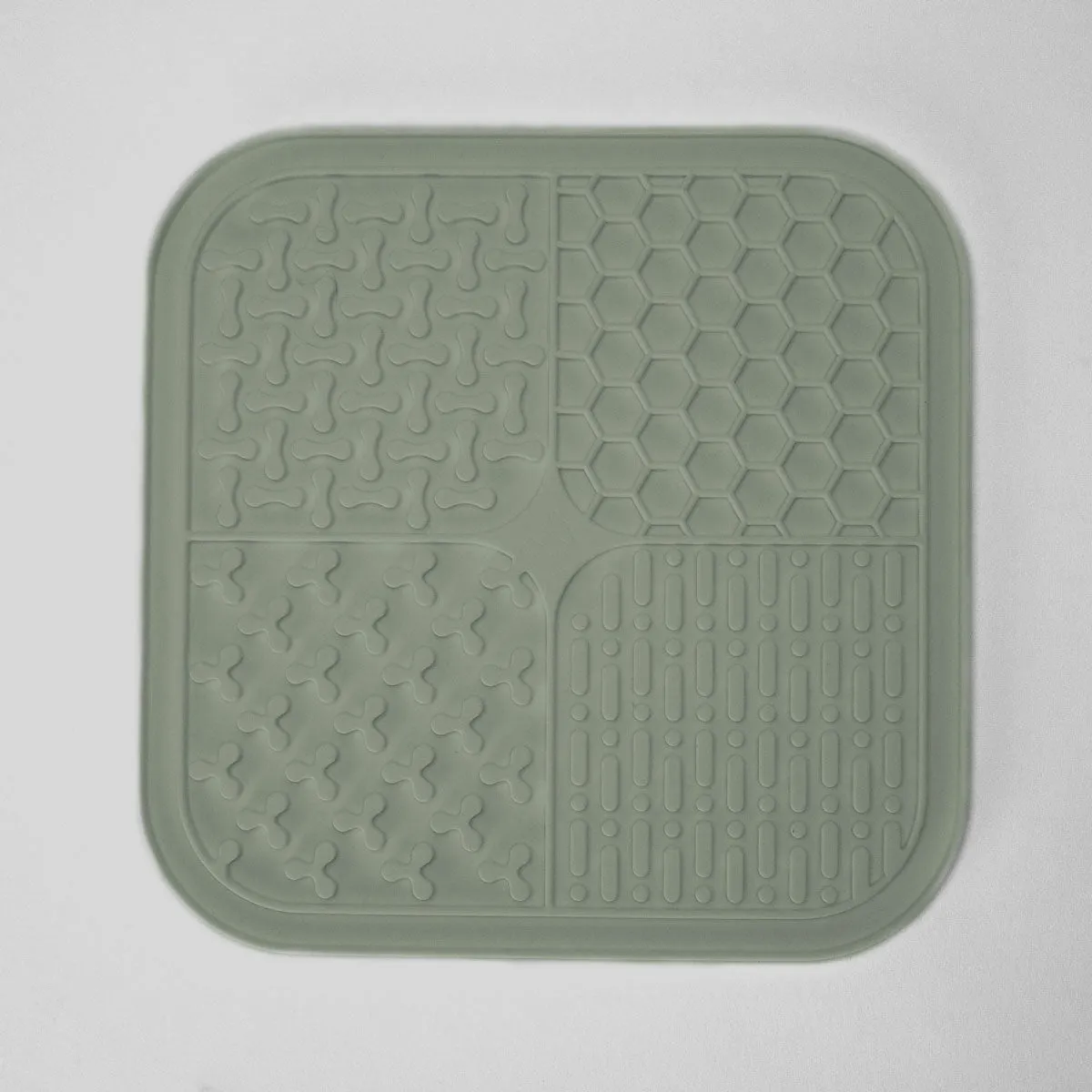 Dog Lick Mat, Sage Color, Food-Grade Silicone, 8" x 8", Dishwasher Safe