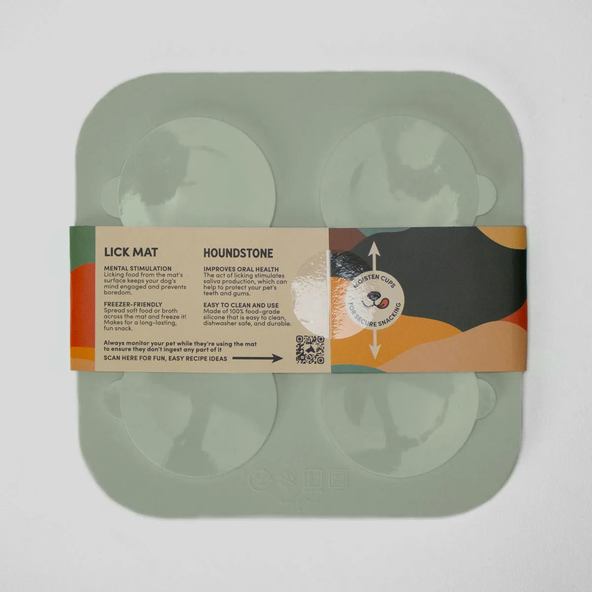 Dog Lick Mat, Sage Color, Food-Grade Silicone, 8" x 8", Dishwasher Safe
