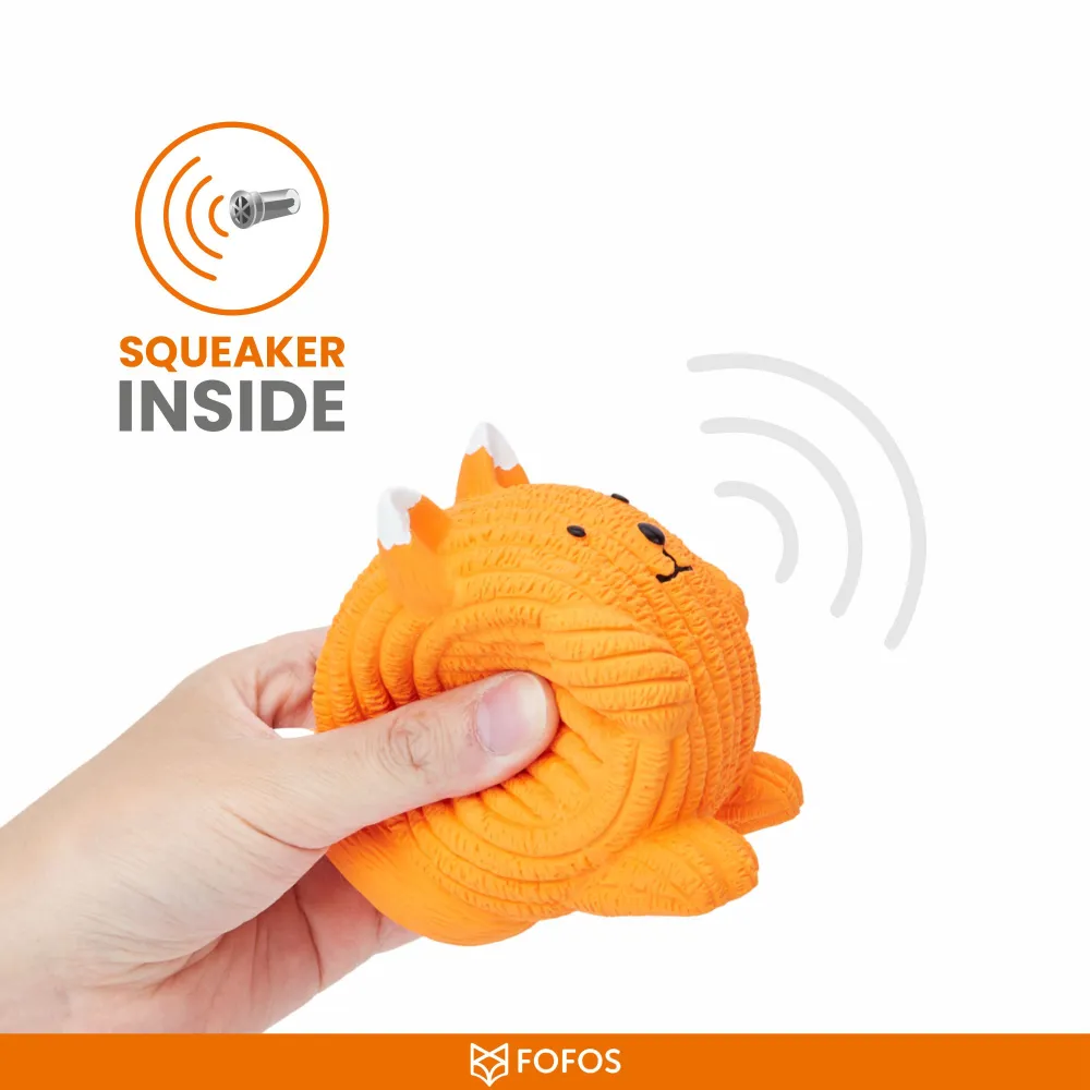 Fofos Latex Fox Ball Squeaky Toy for Dogs (Orange)