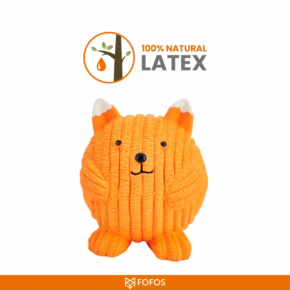Fofos Latex Fox Ball Squeaky Toy for Dogs (Orange)