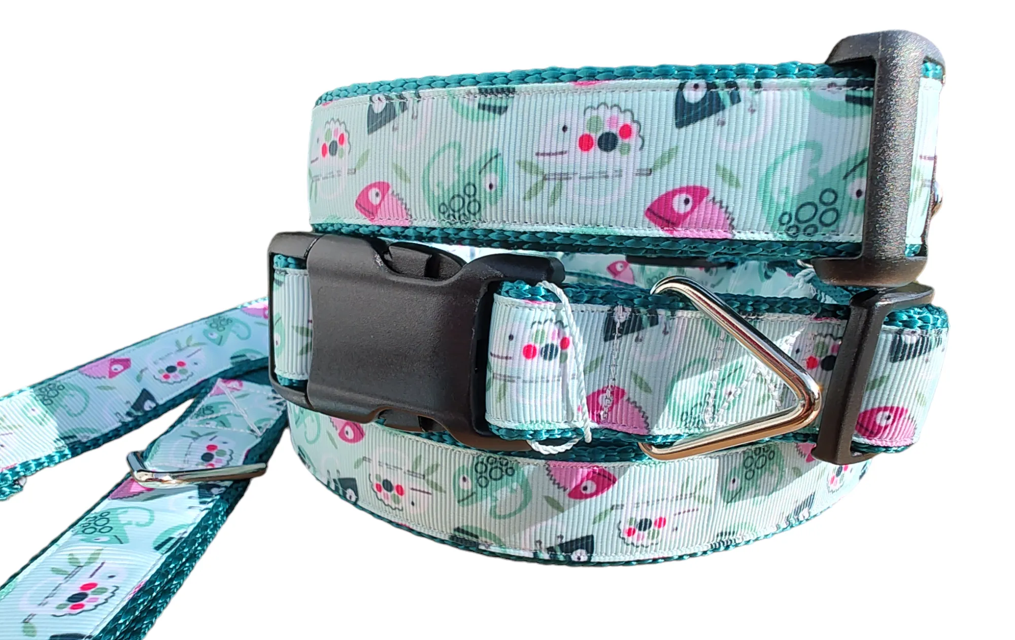 Heavy Duty Chameleon Green Super Heavy Nylon Dog Collar LG, XL, Leash