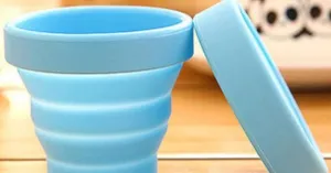 K Kudos  Silicone Collapsible Travel Cup - Silicone Folding Camping Cup with Lids - Expandable Drinking Cup Set 1 pc