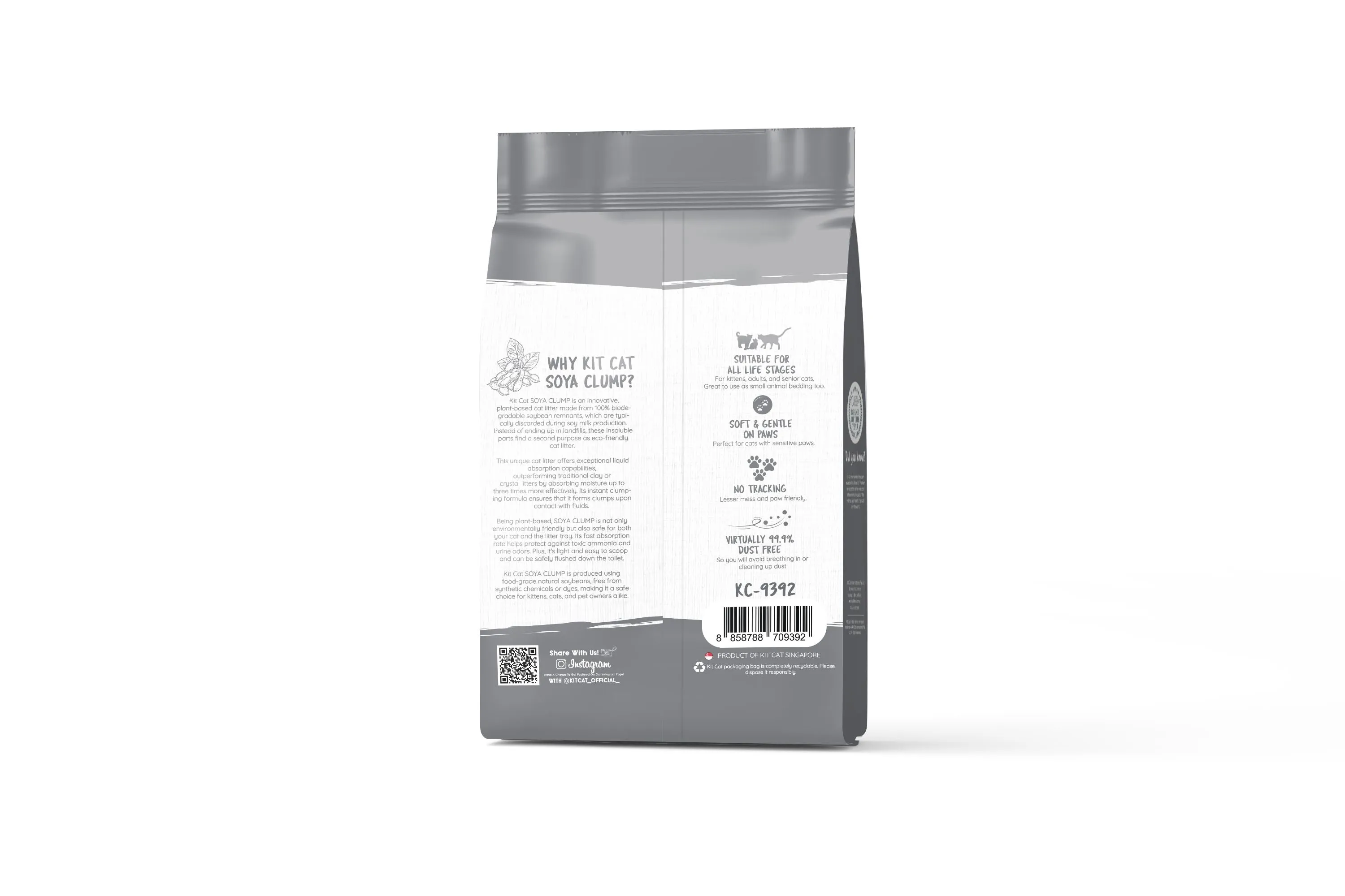 Kit Cat Soya Clump Cat Litter - Charcoal (7L)