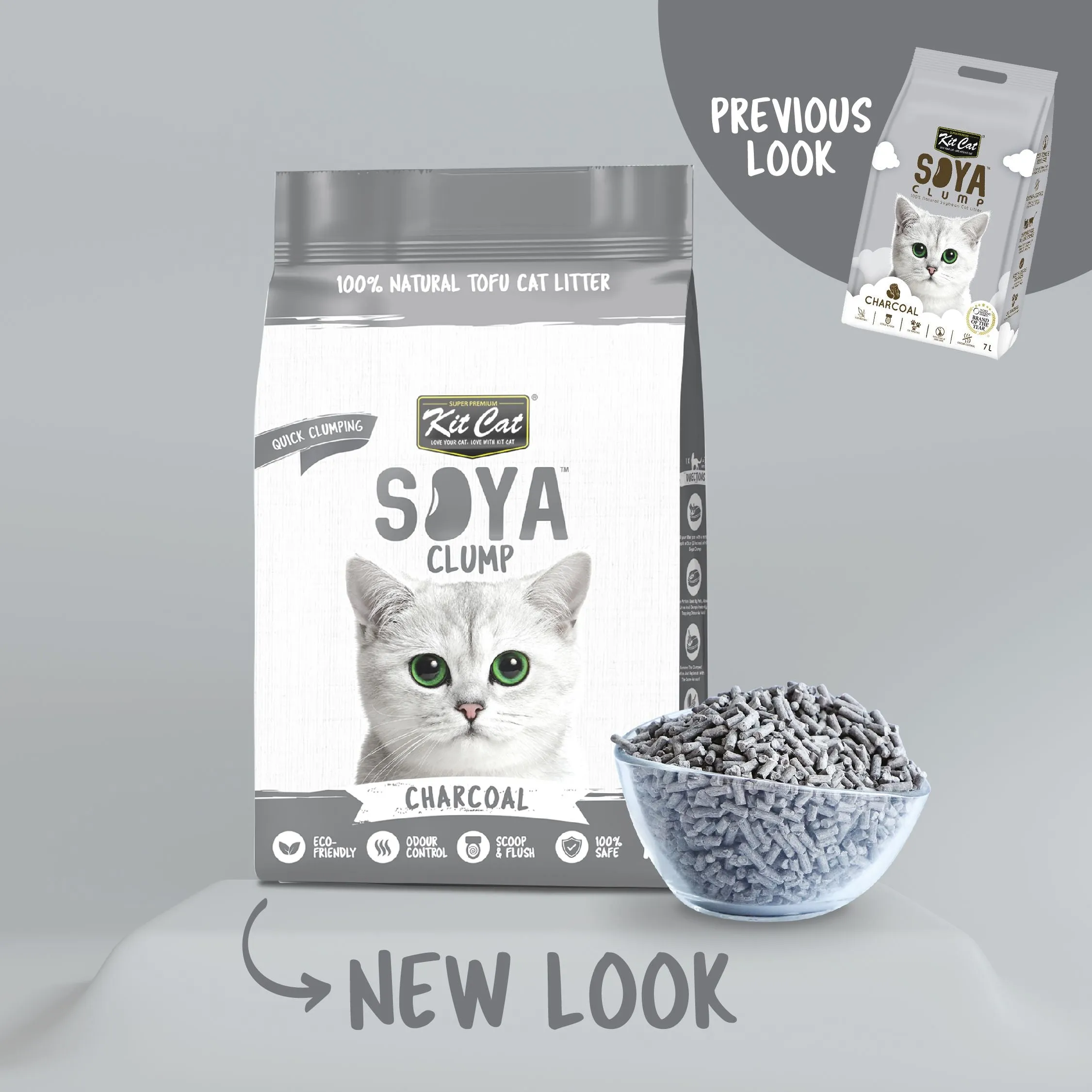 Kit Cat Soya Clump Cat Litter - Charcoal (7L)