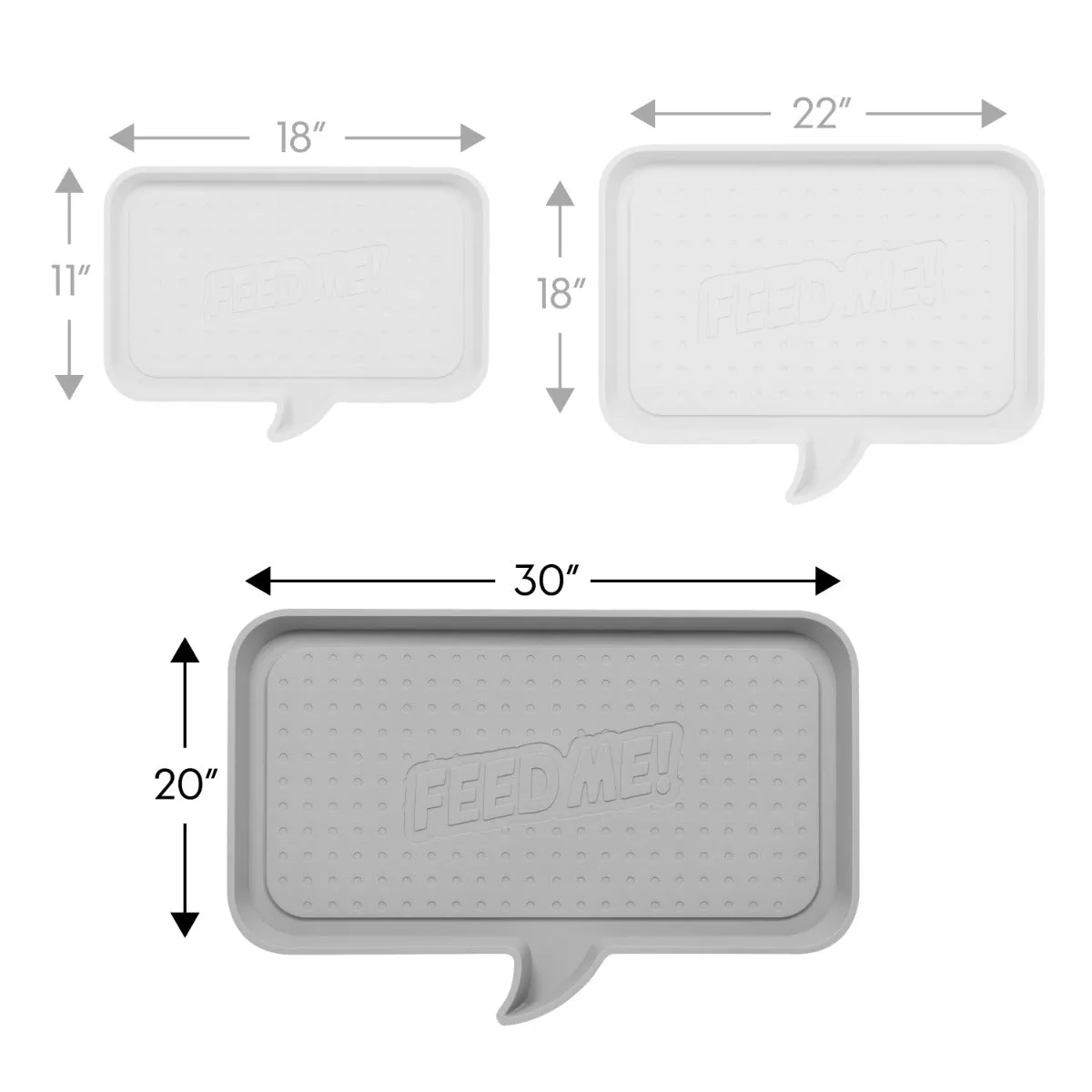 Large "FEED ME" Feeding Mat for Dog or Cat, Light Gray