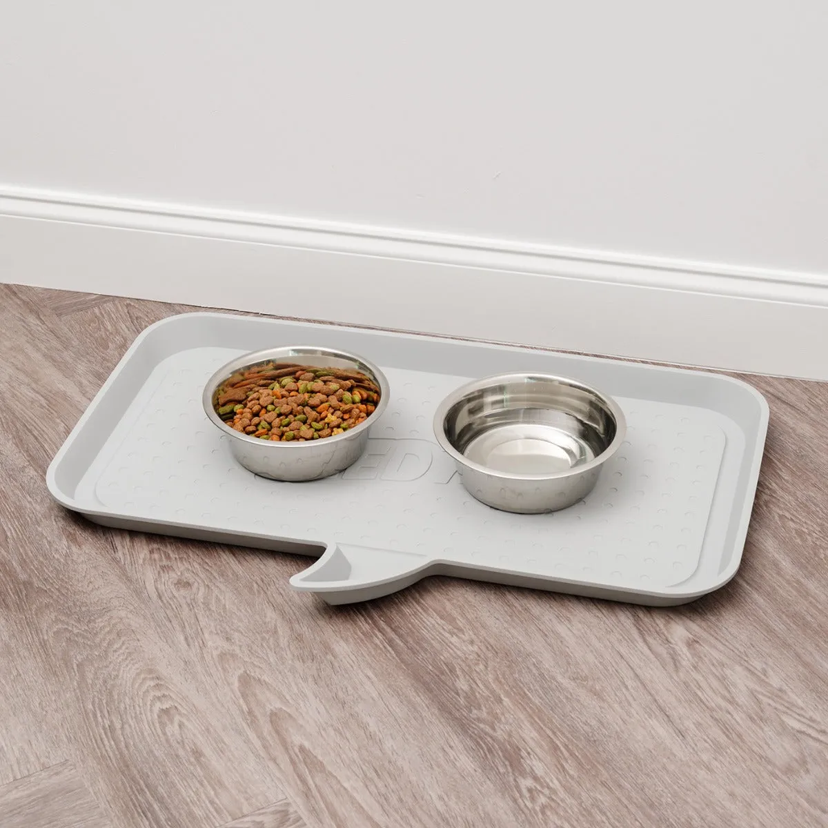 Large "FEED ME" Feeding Mat for Dog or Cat, Light Gray