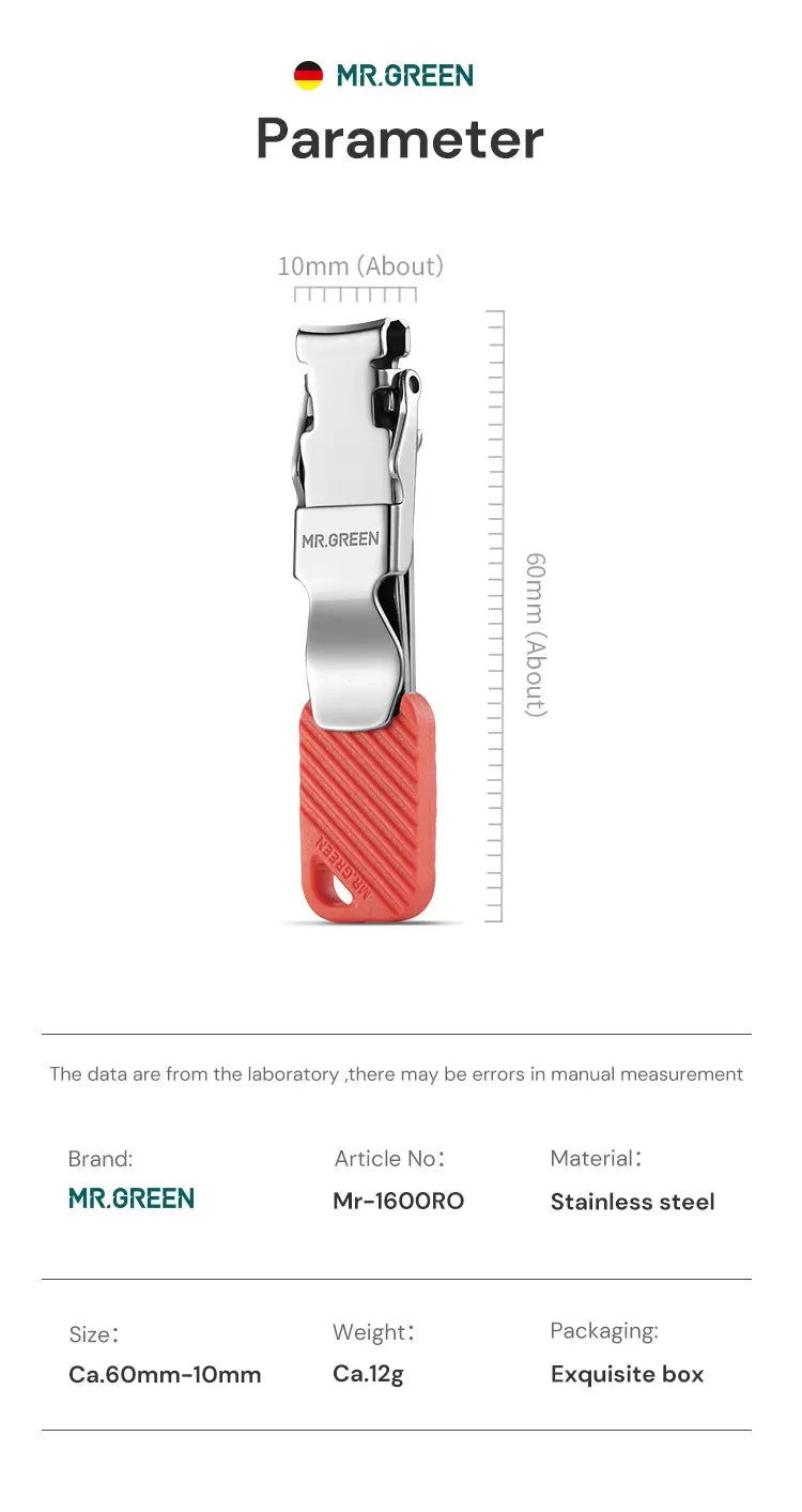 MR.GREEN Compact Foldable Key Chain Medical-Grade Nail Clippers