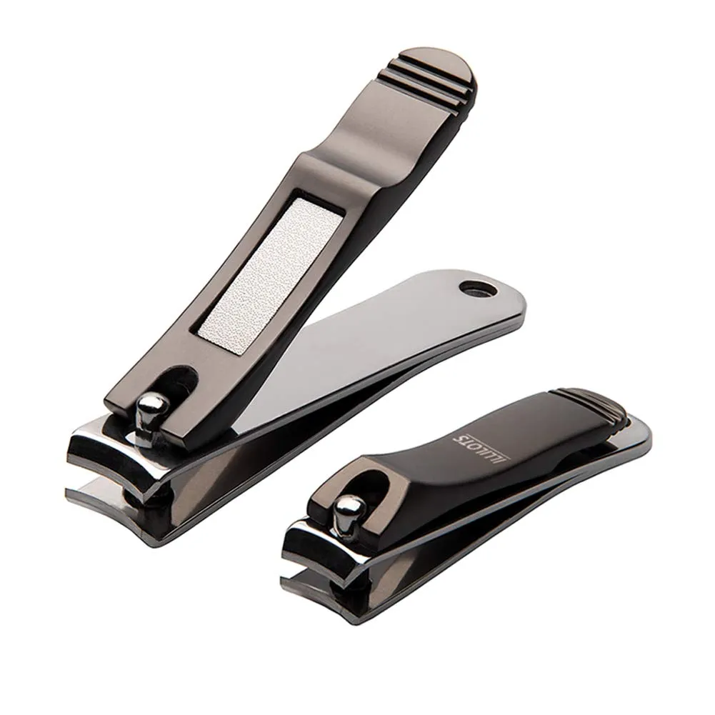 Nail Clippers Set Build-in Nail File, Durable Sharp Fingernail & Toenail Clippers with Tin Case, Gray
