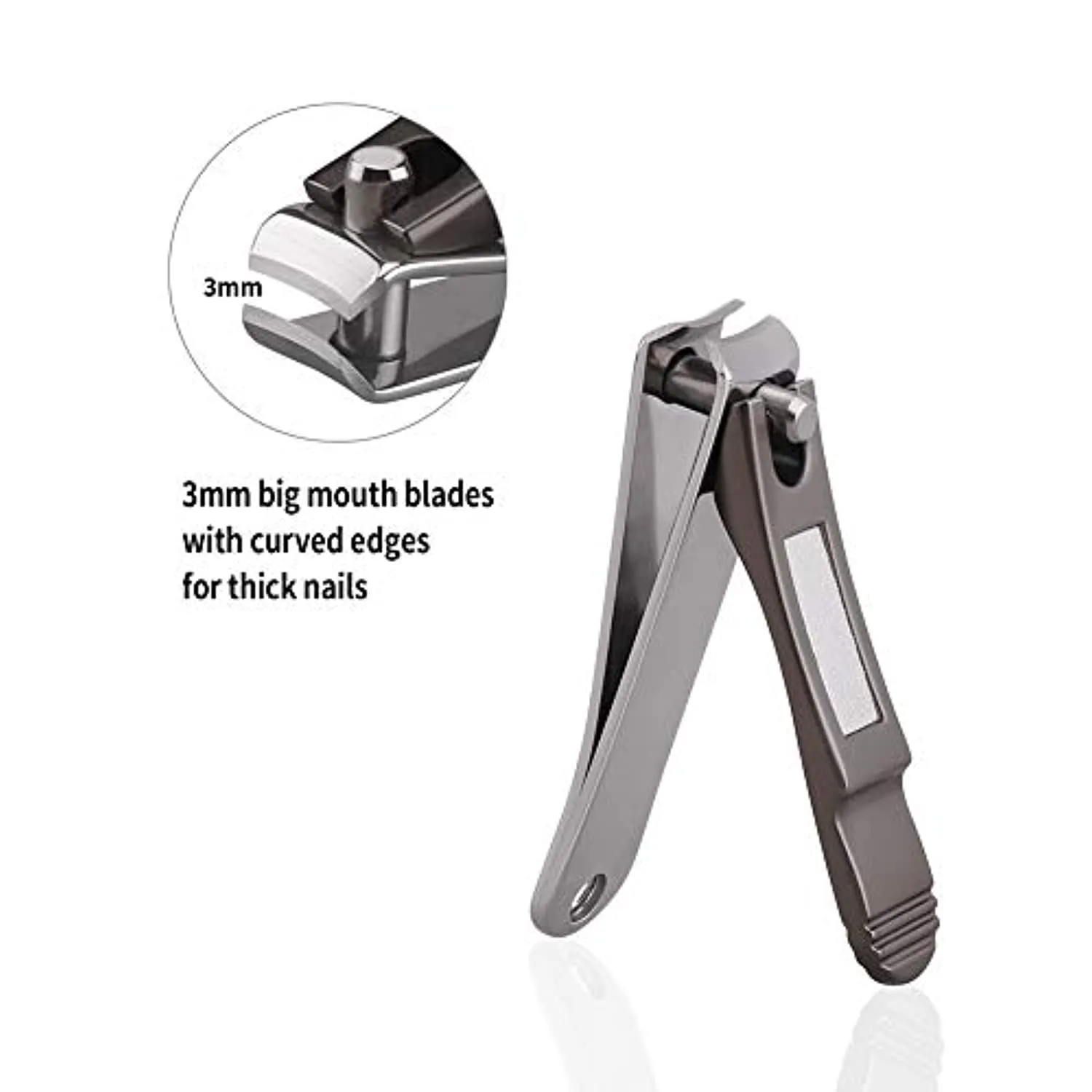 Nail Clippers Set Build-in Nail File, Durable Sharp Fingernail & Toenail Clippers with Tin Case, Gray