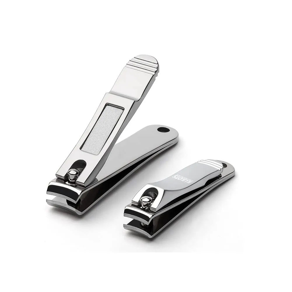 Nail Clippers Set Build-in Nail File, Durable Sharp Fingernail & Toenail Clippers with Tin Case, Gray