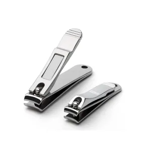 Nail Clippers Set Build-in Nail File, Durable Sharp Fingernail & Toenail Clippers with Tin Case, Gray
