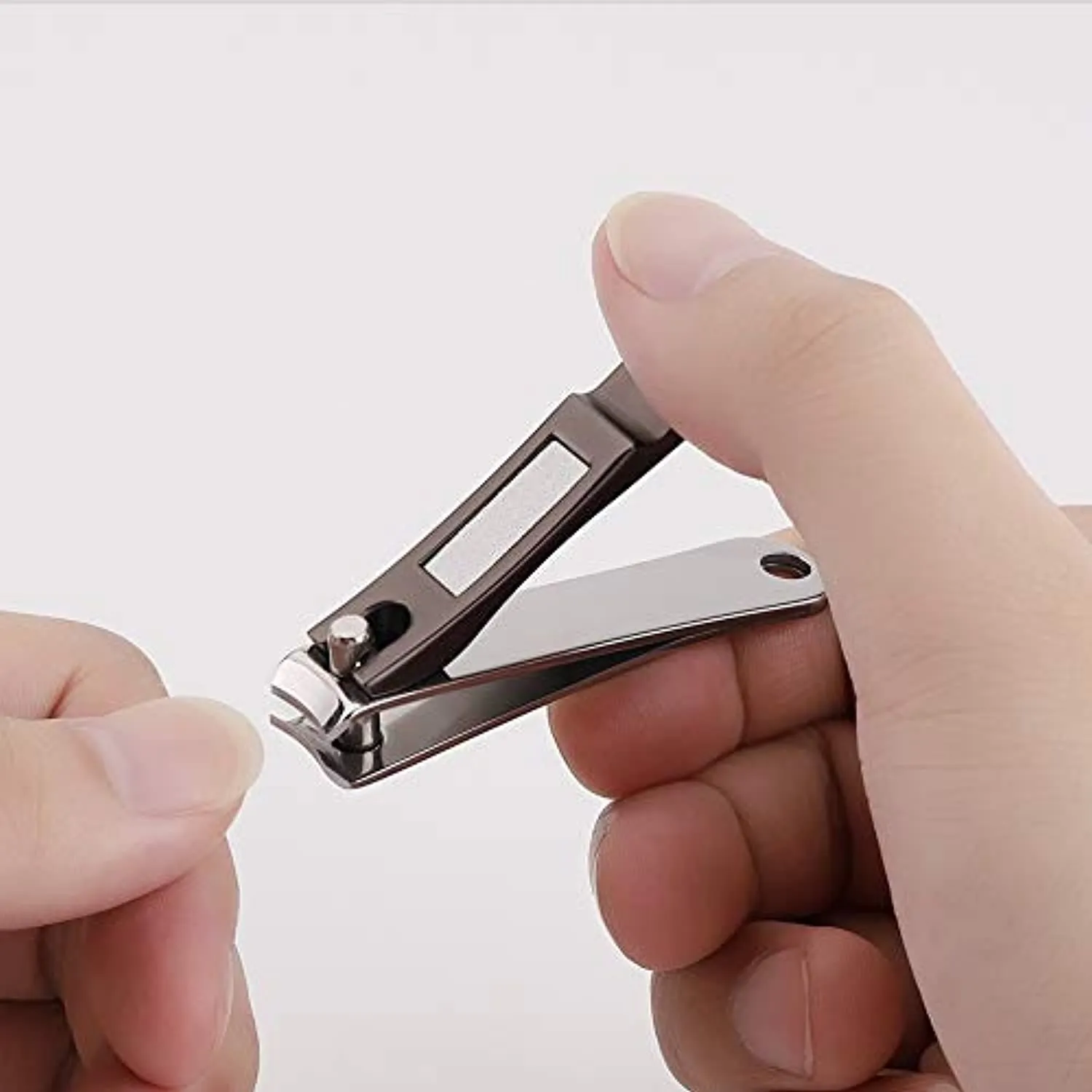 Nail Clippers Set Build-in Nail File, Durable Sharp Fingernail & Toenail Clippers with Tin Case, Gray