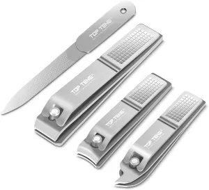 Nail Clippers Set - TOP TENG Sharpest Fingernail, Toenail and Sided Ingrown Nail Clippers with Nail File, Perfect Nail Cutter and Cuticle Trimmer for Men & Women (Black)