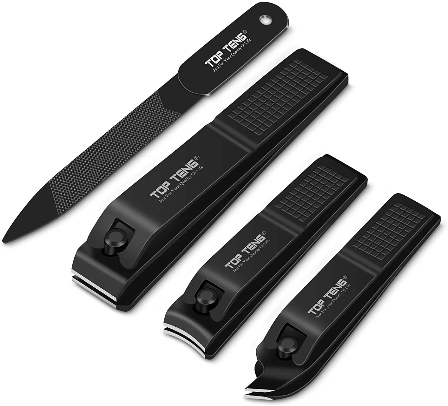 Nail Clippers Set - TOP TENG Sharpest Fingernail, Toenail and Sided Ingrown Nail Clippers with Nail File, Perfect Nail Cutter and Cuticle Trimmer for Men & Women (Black)