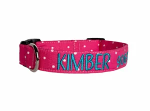 Personalized Dog Collar | Pink Polka Dot Dog Collar | Duke & Fox®