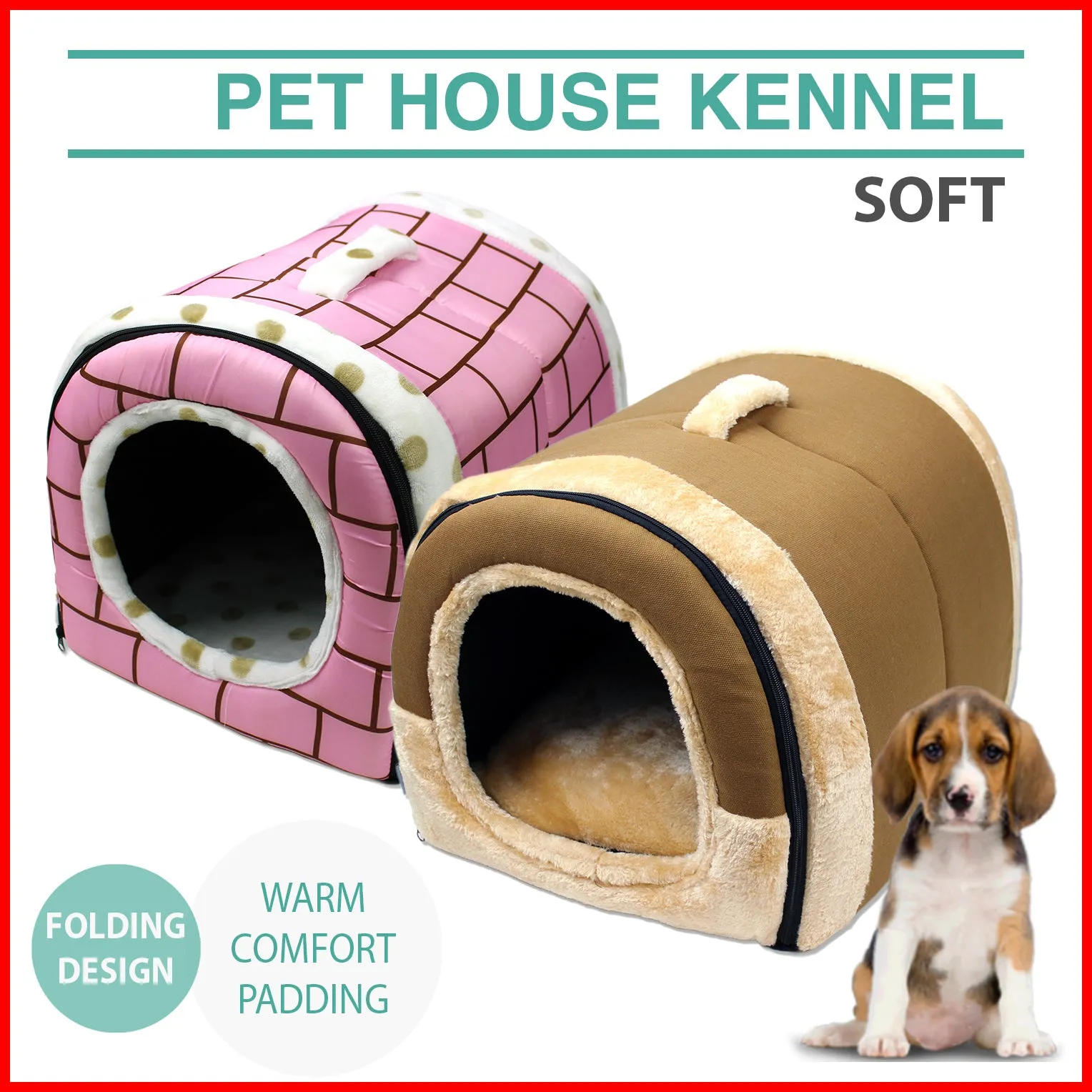 Pet Dog House Kennel Soft Igloo Beds Cave Cat Puppy Bed Doggy Warm Cushion Fold