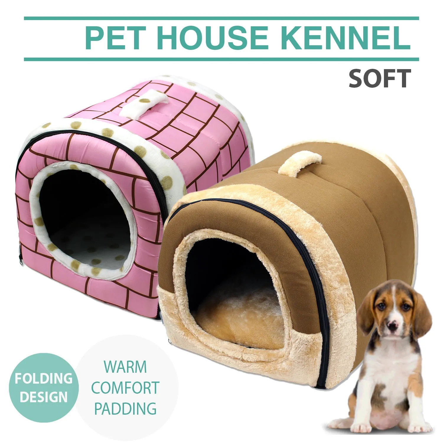 Pet Dog House Kennel Soft Igloo Beds Cave Cat Puppy Bed Doggy Warm Cushion Fold