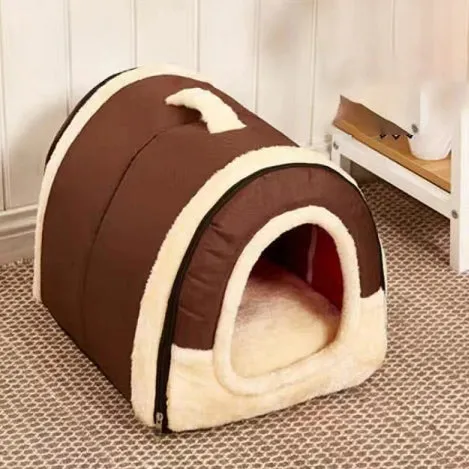 Pet Dog House Kennel Soft Igloo Beds Cave Cat Puppy Bed Doggy Warm Cushion Fold
