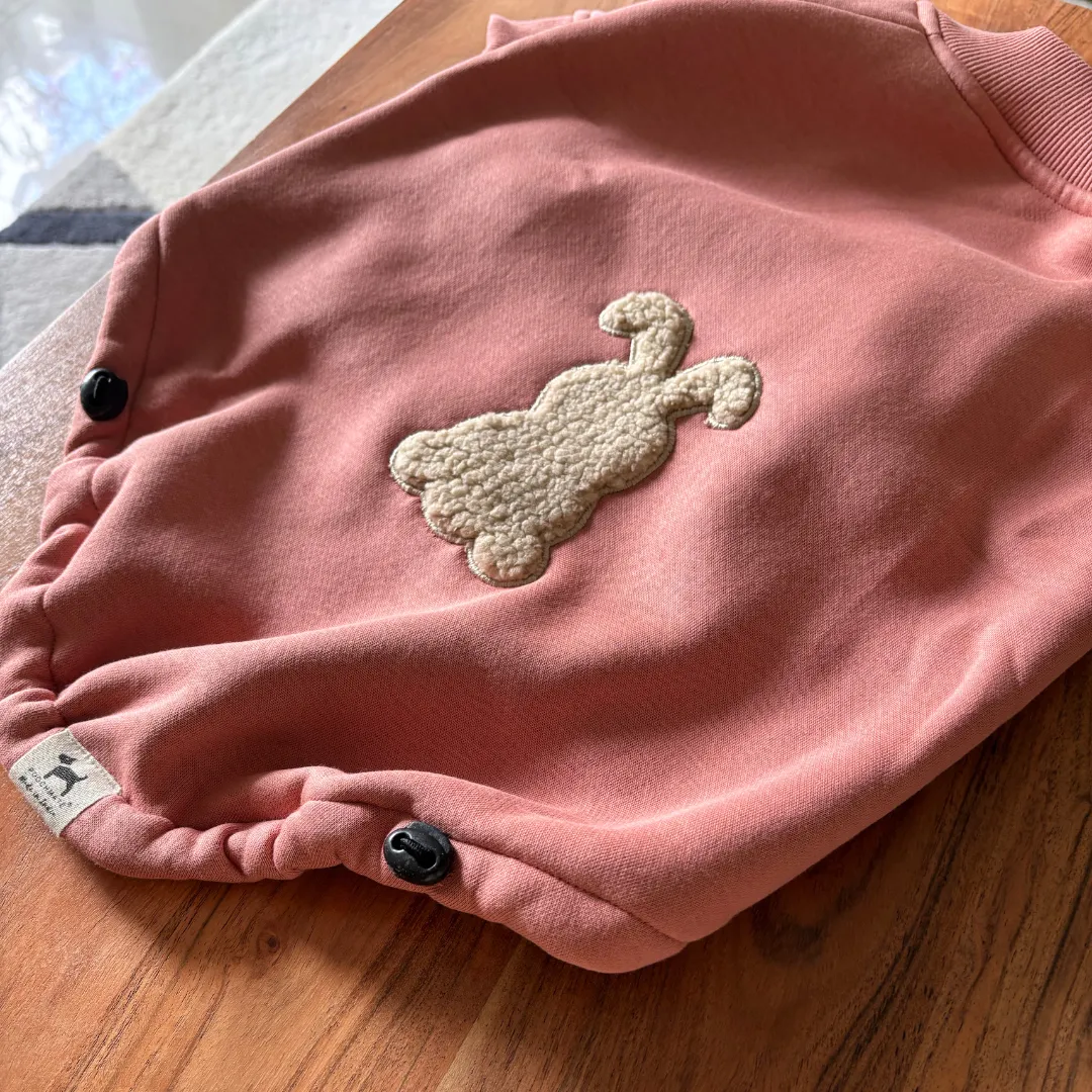 PoochMate Peach Dog Sweatshirt with Bunny Applique