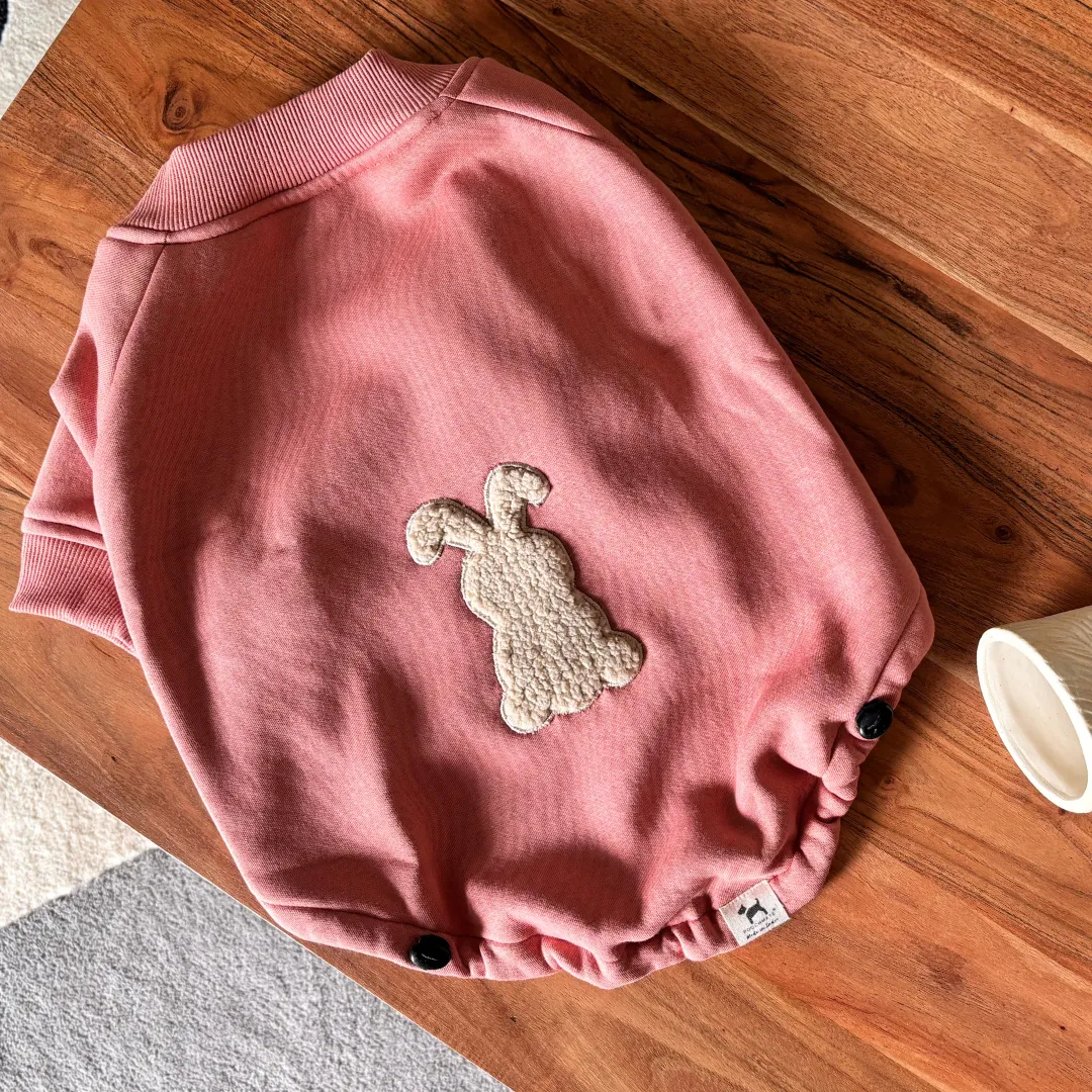 PoochMate Peach Dog Sweatshirt with Bunny Applique