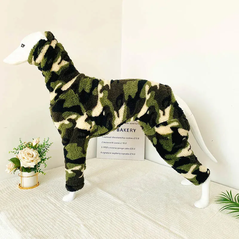 Small Italian Greyhound Clothes | Warm Cotton Large Stretch Outdoor Camouflage & Green Cow Spot Design | Large Dog Terrier Whippet