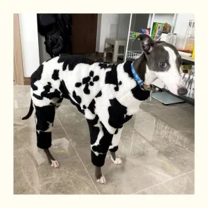 Small Italian Greyhound Clothes | Warm Cotton Large Stretch Outdoor Camouflage & Green Cow Spot Design | Large Dog Terrier Whippet