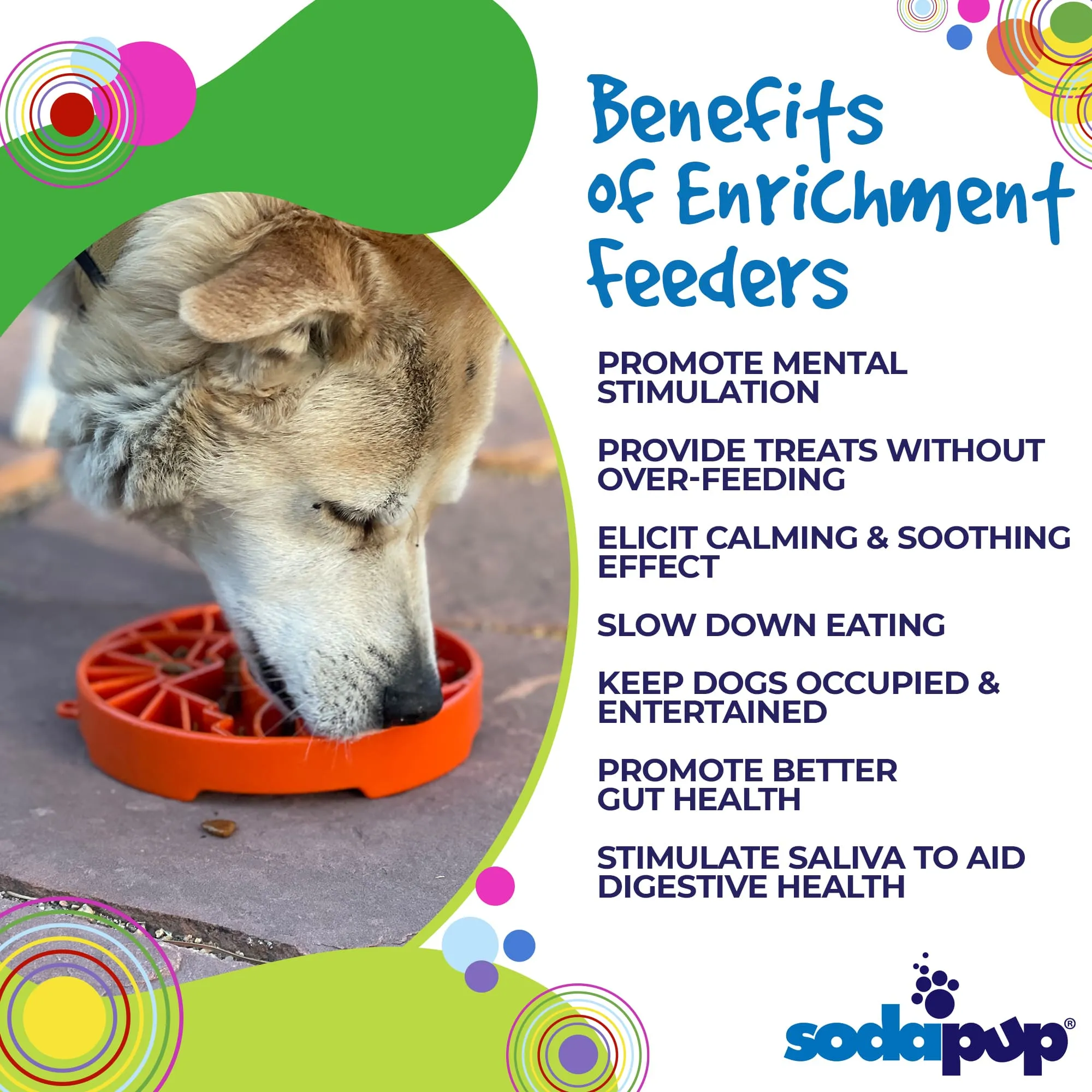 SodaPup Sun and Moon Design eTray Enrichment Slow Feeder Tray for Dogs