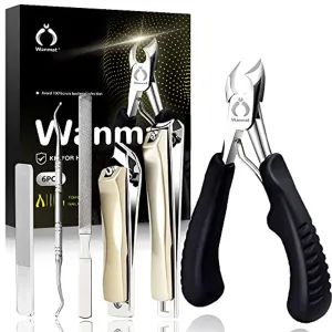 Toenail Clippers, Upgraded Toe Nail Clippers for Men, Professional Nail Clipper, Toenail Clippers for Thick Nails for Seniors (Silver)-Wanmat…