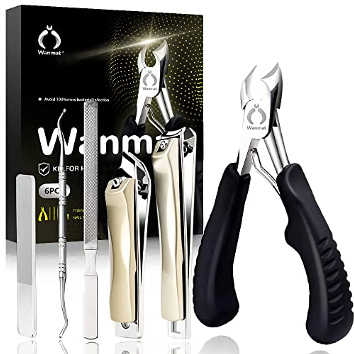 Toenail Clippers, Upgraded Toe Nail Clippers for Men, Professional Nail Clipper, Toenail Clippers for Thick Nails for Seniors (Silver)-Wanmat…