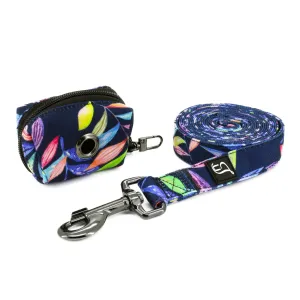 Tropical Dog Leash and Poop Bag Holder Set