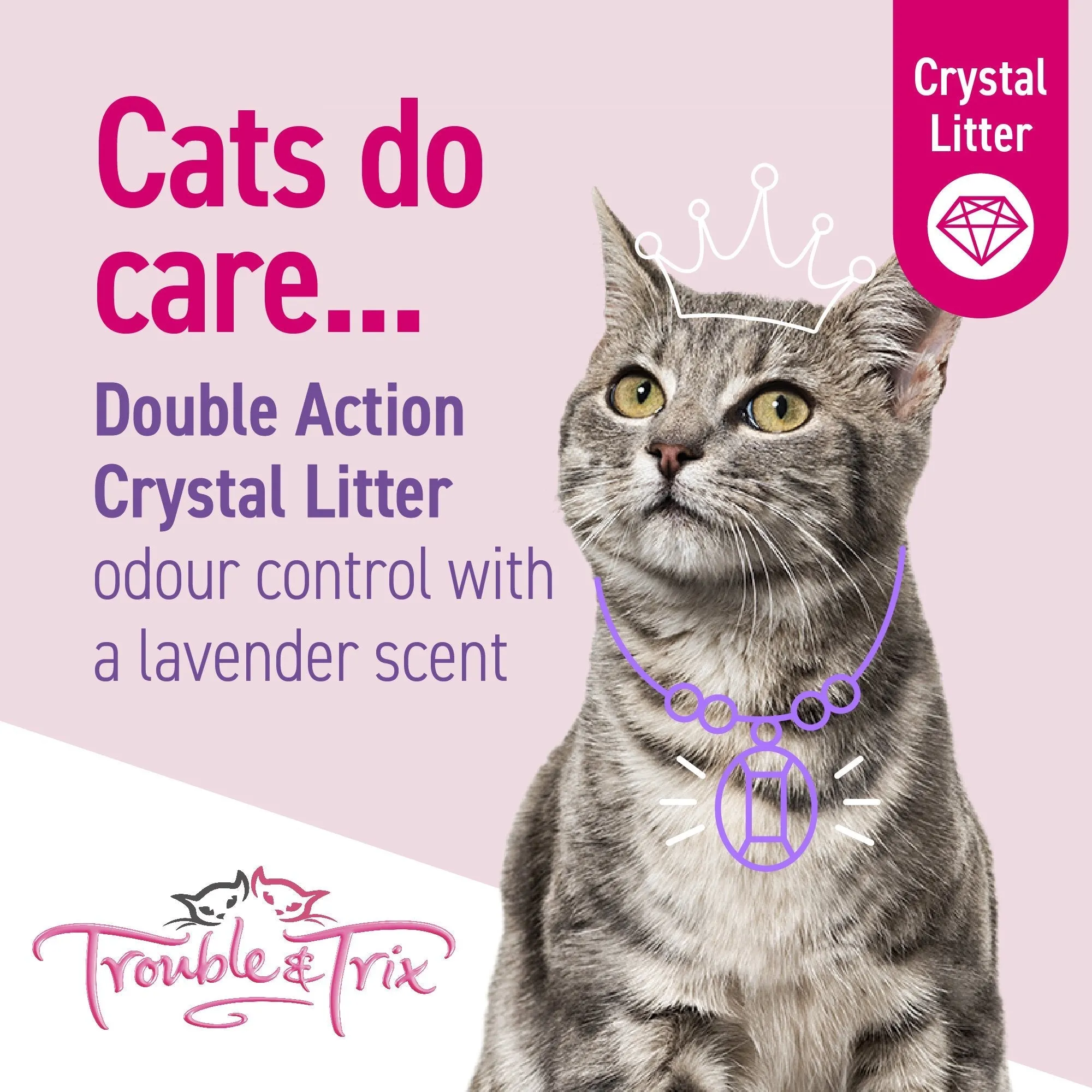 Trouble and Trix Odour Neutralising Lavender Crystal Cat Litter 15L/6.4kg^^^