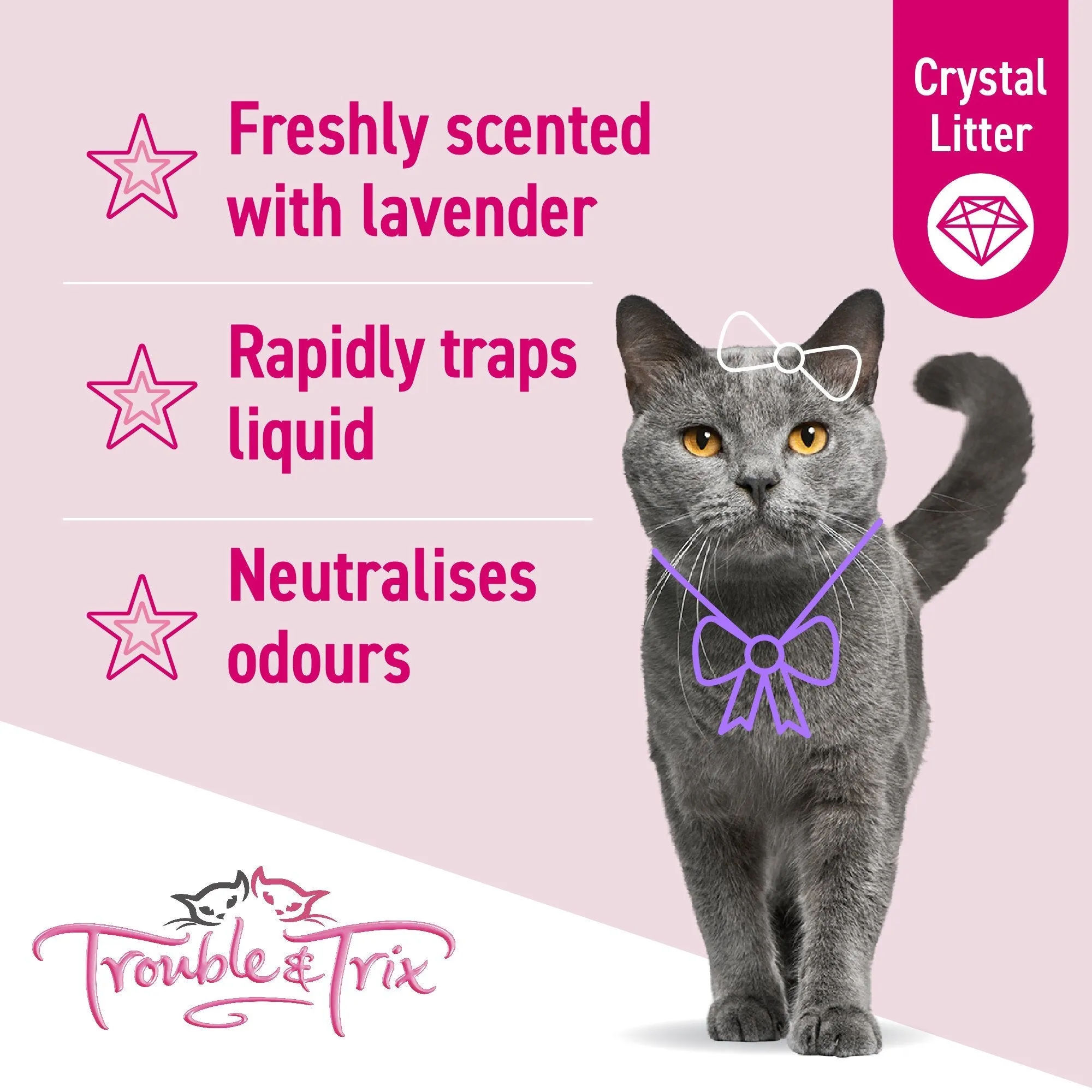 Trouble and Trix Odour Neutralising Lavender Crystal Cat Litter 15L/6.4kg^^^