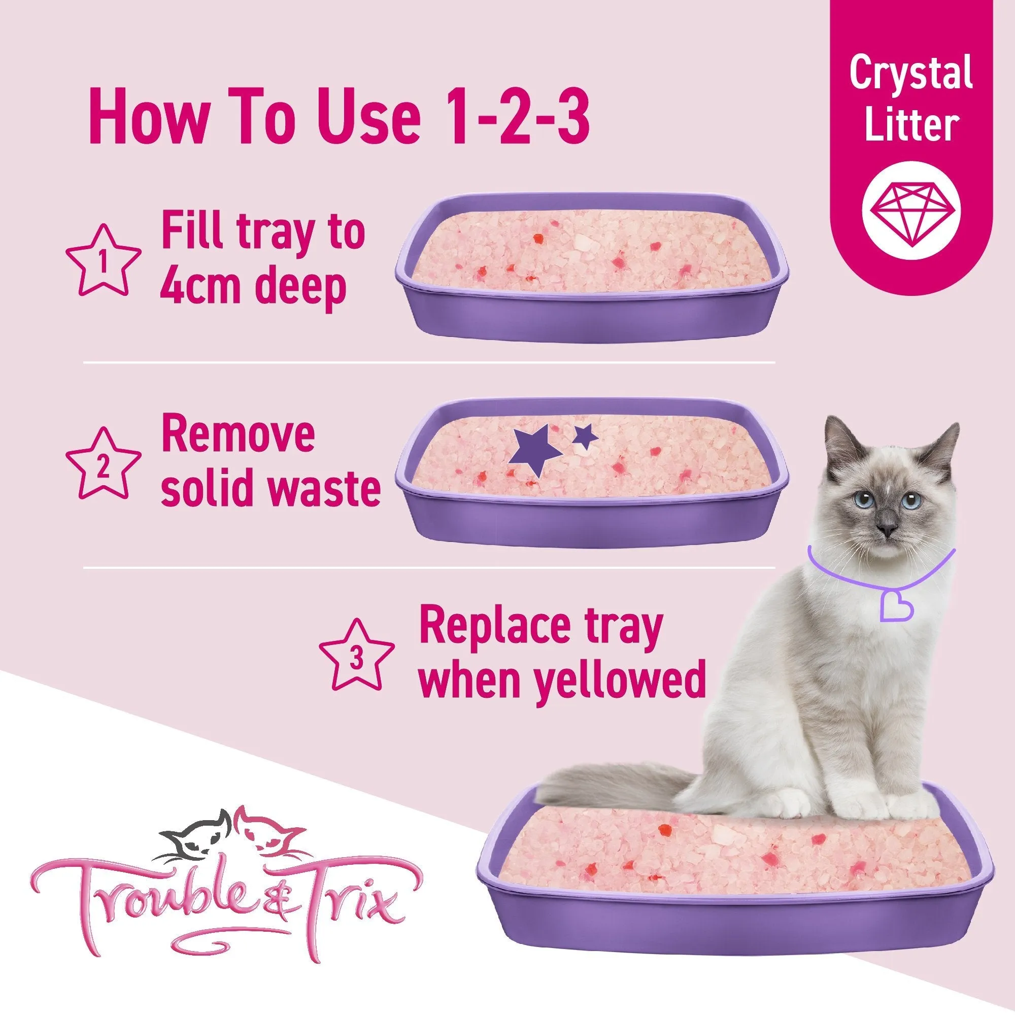 Trouble and Trix Odour Neutralising Lavender Crystal Cat Litter 15L/6.4kg^^^