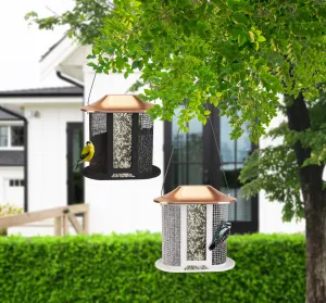 Woodlink Modern Farmhouse Coppertop Narrow Oval Mesh Triple Seed Feeder (9.750" L x 5.500" W x 10.250" H)